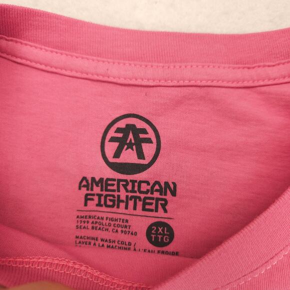 American Fighter Casual Short Sleeve Graphic Crew Neck Shirt Mens Size 2XL Pink - Picture 3 of 9